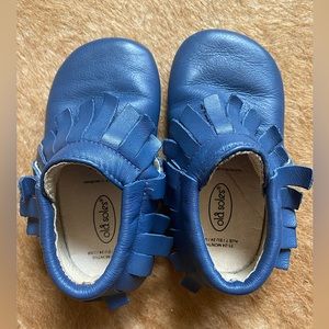 Old Soles, navy leather, moccasin with sole